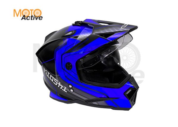 Шлем KIOSHI Fighter 802 мотард с очками, синий